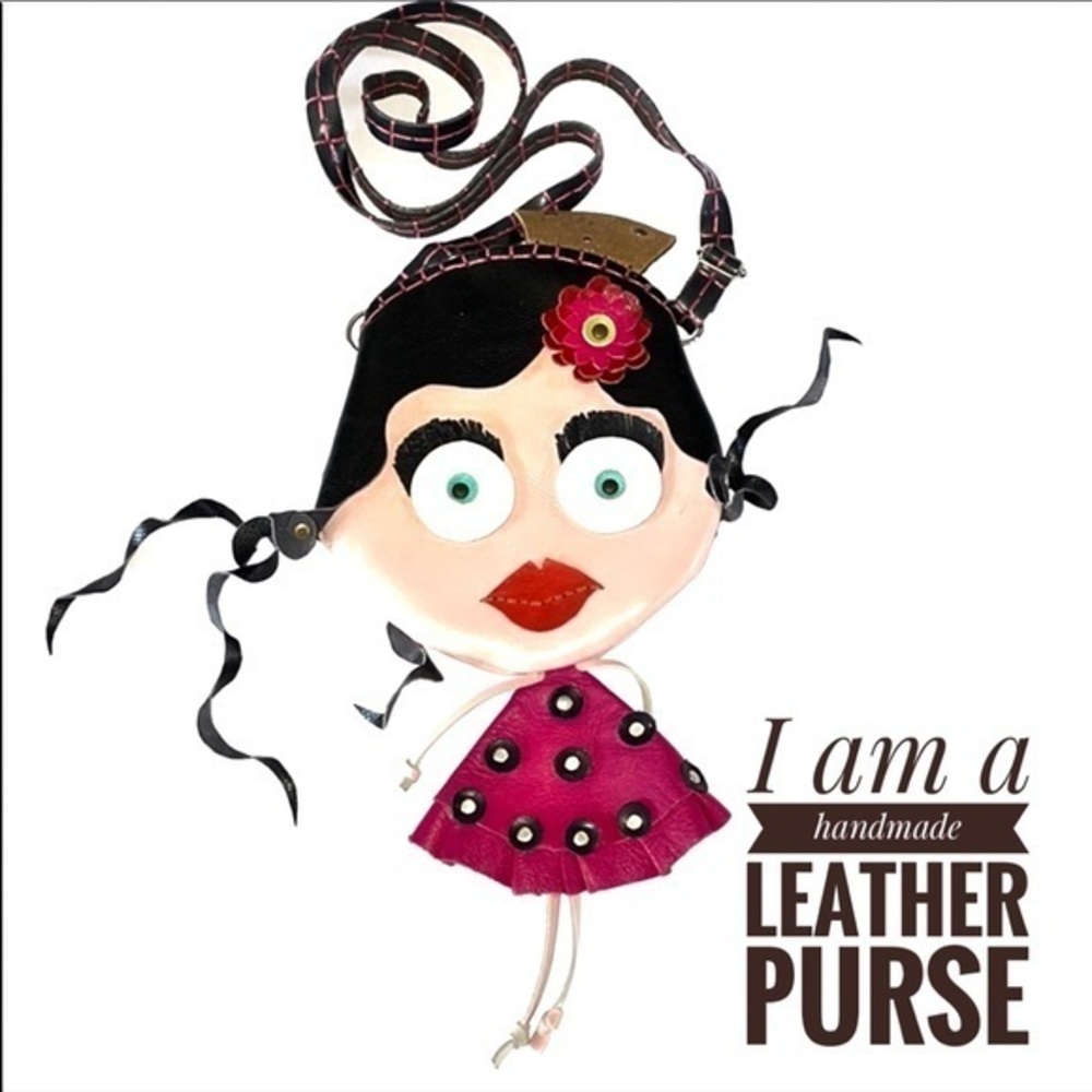 One of a kind Handcrafted - Spanish Leather Flamenco Girl Crossbody Purse